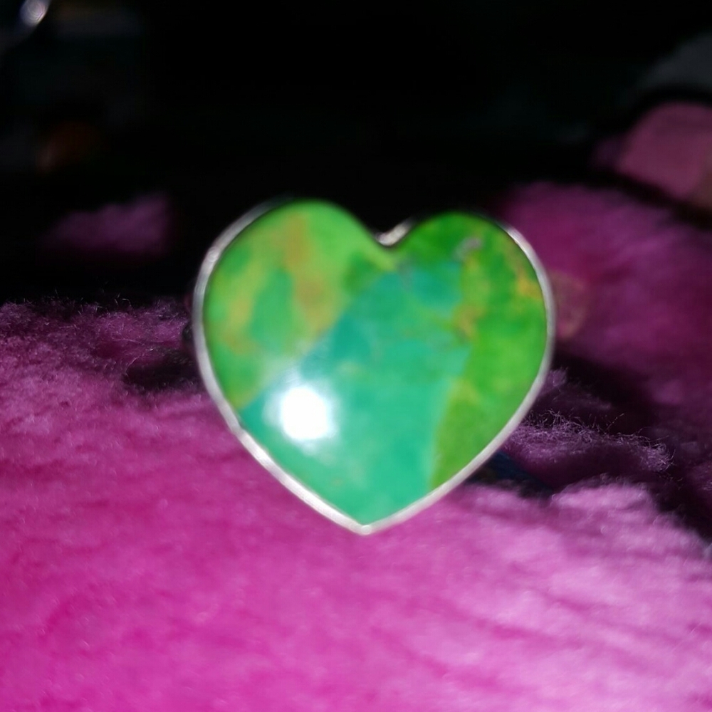 💚💍💜Girly Green turquoise 925 sterling ring